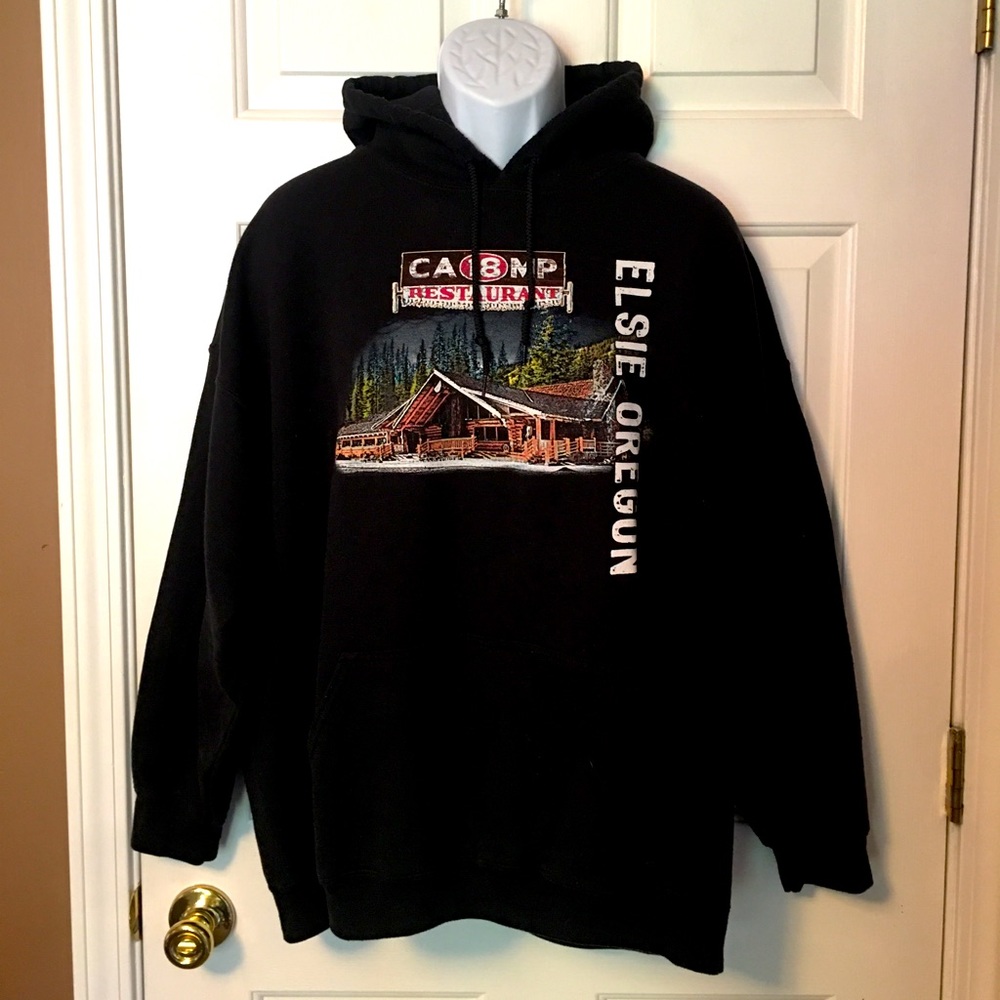 Elsie Oregon Hoodie Sweatshirt Men 2XL  Black Heavy Blend Camp 18 Restaurant.